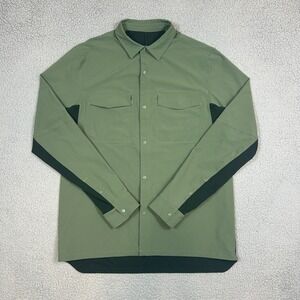 Lululemon Double Pocket LS Overshirt Size Large Green Twill‎ GNTW 52873
